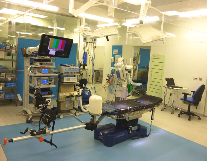 Theatre set up for left hip arthroscopy in supine position